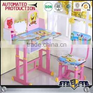 Nursery School Furniture Children Desk and Chair Study Table for Kids Cartoon Picture Metal Kid Table thumbnail-2