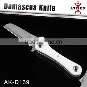 Damascus Folding Knife Antler Handle Knife for Outdoor Survival thumbnail-1