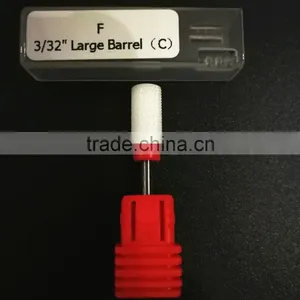 Fine Type White Color Ceramic Nail Drill Bits Cylinder Head 6.5mm thumbnail-1