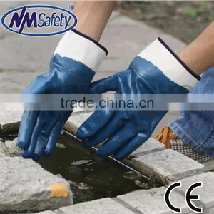 NMSAFETY Jersey Full Coated Blue Gloves Nitrile Oil Resistant Working Gloves thumbnail-1
