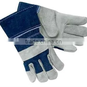 Cowsplit Leather Full Palm Gloves,Cotton Back Construction Gloves thumbnail-1