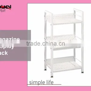 3 Wood Shelves Metal Frame Industrial Folding Storage Rack Shelf Bookcase thumbnail-5
