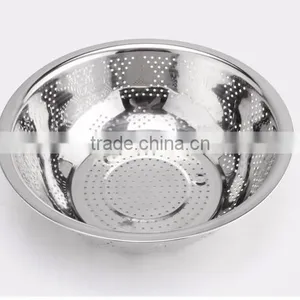 Vegetables Basin Stainless Steel Pots Vegetables Drain Basket Cooking Vegetables Basket Fruit Bowl 28cm thumbnail-1