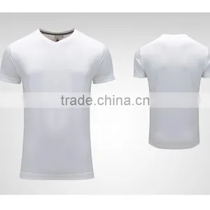 V Neck Fashion Tee Sportswear White Plain Dyed Man Blank Custom Embroidery T-Shirt thumbnail-1