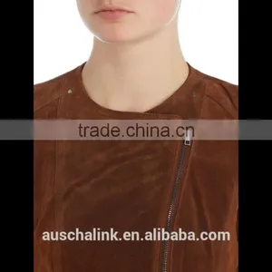 New Arrival High Qualiy Lady Winter Long Sleeve Brown Suede Jacket thumbnail-4