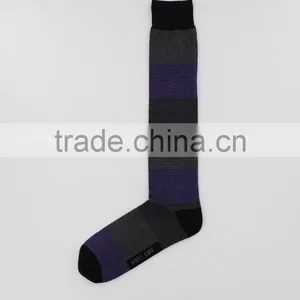 European Size Melanged Cotton Yarn Wide Strip Knee High Socks Women thumbnail-3