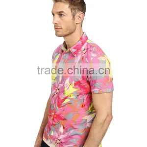 Latest Design Sublimated Full Summer Flower Printed Polo Shirt 100% Polyester Polo Shirt thumbnail-2