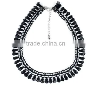 Embroidery Fabric Choker Necklace Embroidery Choker Necklace Elegant Woman Necklace Jewelry thumbnail-6