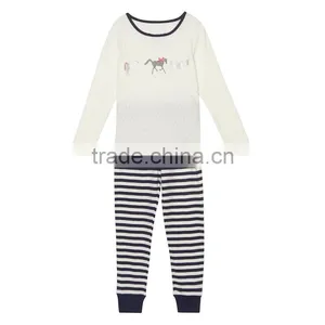 Designer Girl's Cream Horse Printed Pyjama Set thumbnail-1