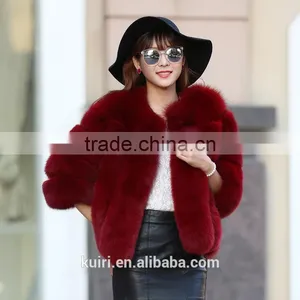 Short Natural Genuine Fox Fur Overcoat Winter Warm Real Coat For Women Real Fur Jacket Striped Style Plus Size Whole Fur Skin thumbnail-2