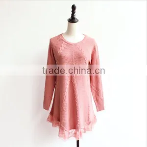 Lace Women Sweater Dress Oversized Pink Knitted Pullovers Sweaters thumbnail-4