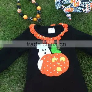 2015 New Kids Ruffle Dresses Girls Cute Dress Halloween Boutique Pumpkin Ghost Dress With Necklace and Headband thumbnail-3