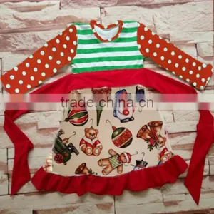 Wholesale Children's Boutique Outfit Baby Girls' Christma New Design Green Stripe Clothes thumbnail-1