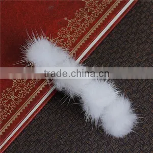 Sable Fur Hair Clips Findings Pom Ball Silver Tone White 95mm x 30mm thumbnail-1