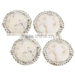 New Flat Shape Natural White Turquoise Beads With Rhinestone Hot Sale in Market thumbnail-5
