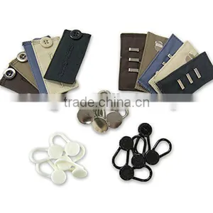 25 Pack Waistband Extender Set -5 White Button,5 Black Button,5 Spring Metal Button,5 Cotton Hook,5 Cotton Button Extenders thumbnail-1