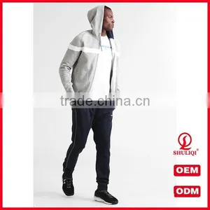 Shuliqi Custom Blank Skinny Tracksuit Wholesale Men Sports Gym Tracksuit Set With Contrast Panel thumbnail-1