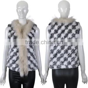 YR285 Knitted Rabbit Fur With Raccoon Collar/Hot Sale New Sytle 2016 thumbnail-1