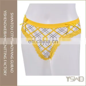 Hot Selling Lace Plaid Panty High Elasticity Cotton Underwear for Fat Women thumbnail-1