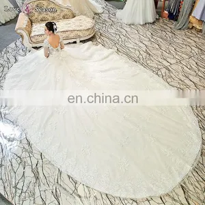 Gt904 Elegant Tassel Pearl Bridal Gown 2017 Long Sleeves High Quality Bridal Gowns thumbnail-1