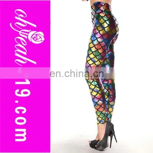 Wholesale Elegant New Arrivals Rainbow Fish Scale Pictures of Women in Tight Leggings thumbnail-1