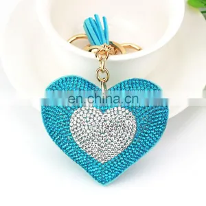 Heart Shape Rhinestone Leather Keychain for Bagpack thumbnail-4