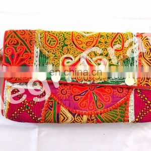 Wholesale Gypsy Kutch Embroidered Coin Clutch- Bohemian Tribal Clutch Purse -Vintage Tribal Embroidered Clutch thumbnail-6