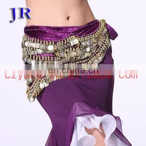 Egyptian Style Professional Gold Coins Velvet Belly Dance Hip Scarf Y-2006# thumbnail-5