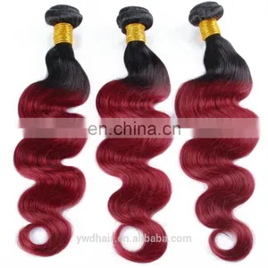 Ombre Brazilian Virgin Human Hair T1B/ 99J Color Ombre Hair Extensions Body Wave 3PCs 100% Human Hair thumbnail-3