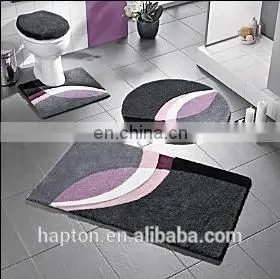 100% Micropolyester Abstract Art Colorful Jacquard Bathroom 5 Piece Set Tufted Anti-slipping Latex Back Floor Bathroom Mat Rug thumbnail-5