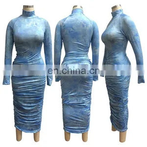 New Fashion Summer Women Long Maxi Dress Tie-dye Print Party Night Club Elegant Street Street Wear Bandage Dresses Vestidos thumbnail-6