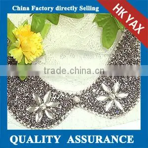 X0629 V-neck Rhinestone Iron on Patches,iron on Neckline Rhinestone,cheap Price Rhinestone Iron on Patches thumbnail-1