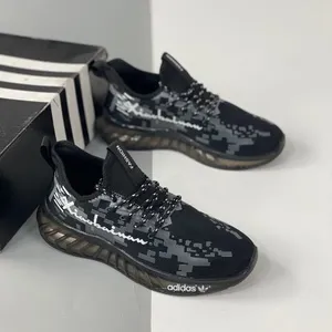 Adidas Knitted Running Shoes in Black/White For Sale thumbnail-2