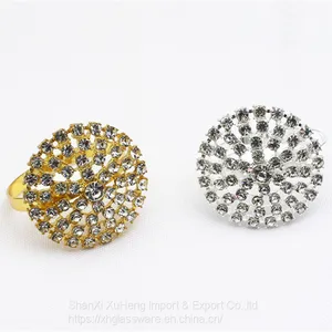 Gold Silver Crystal Rhinestone Napkin Rings Holder for Mother's Day thumbnail-5