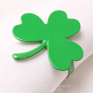 Lucky Green Colored Napkin Ring With 3 Leaf For Valentine's Day thumbnail-1
