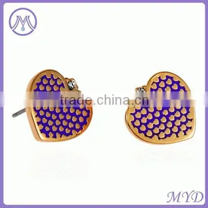 Copper/brass Heart Shaped Enamel Stud Earrings For Ladies thumbnail-2