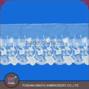 High Quality Wholesale Custom Garment Accessories Embroidery White Cotton Lace Fabric Bridal Neck Trim thumbnail-2