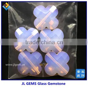 Created/synthetic Glass Jewelry With Four Leaf Flower for Making Necklace and Bracelet 14*14mm thumbnail-4