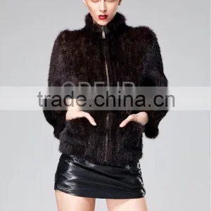QD6403 Knitting Mink Fur Jacket thumbnail-1