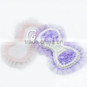 5" Chiffon Pearl Bows With Tulle Embellished With Beads and Sparkle Stones Quality Choice thumbnail-4