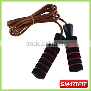 Leather Jump Rope With 2 Color Foam Handle thumbnail-1