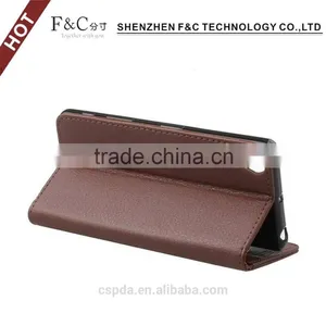 Premium Litchi Pattern pu Leather Wallet Flip Cover for Sony Xperia X Phone With Stand Feature thumbnail-5