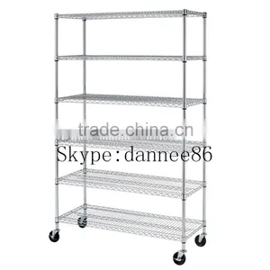 Heavy Duty Chrome Mobile Wire 4-Shelf Shelving (48"W x 18"D x 74"H) thumbnail-2