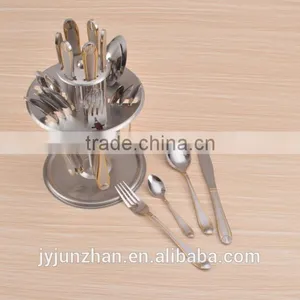 Gold Plated With Sand Blasting 24pcs Cutlery Sets With ss Shelf and Low Price thumbnail-5