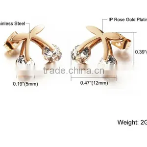 Hot Sale Popular Design Stainless Steel Zircon Earring for Girls thumbnail-6