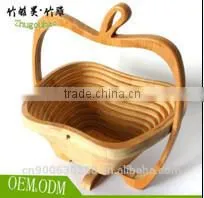 Apple Shape Folding Bamboo Storage Food Fruit Basket for Wedding thumbnail-1