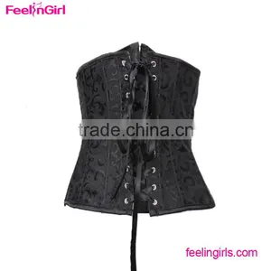 Black Tight Underbust Front Lace Up Waist Cincher Corset thumbnail-5