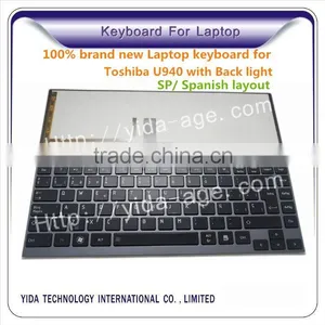 100% Brand New Laptop Keyboard for Toshiba U940 With Backlist Spanish Layout thumbnail-1