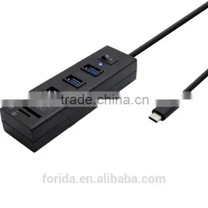 USB 3.1 Type-C (USB-C) Hub Combo 3 USB3.0 Port and High Speed SD TF MMC Card Reader With Power Switch thumbnail-1