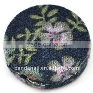 Woven Cloth Woven Beads, Acrylic With Cloth, PrussianBlue, Flat Round, 33x11mm, Hole: 3mm.(WOVE-R002-4) thumbnail-1